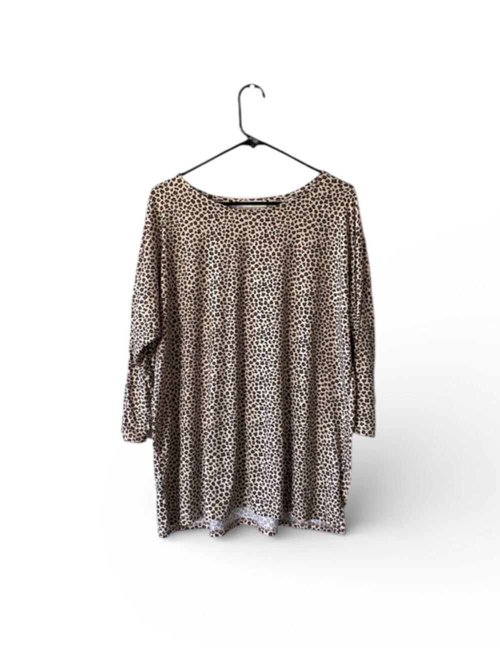 Reb in J 3/4 Sleeve Leopard Print Top Blouse Sz M Made in USA Teacher Career